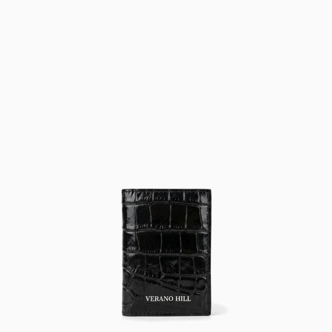 Croc-Embossed Genuine Leather Cardholder