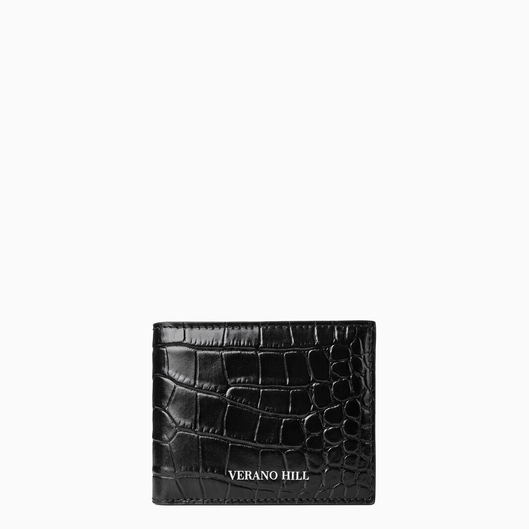 Croc-Embossed Genuine Leather Slim Wallet