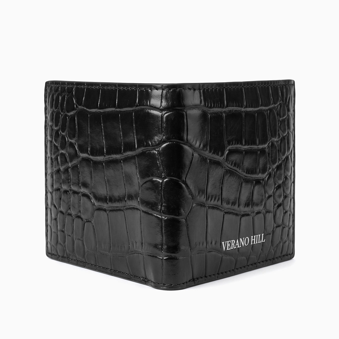 Croc-Embossed Genuine Leather Slim Wallet