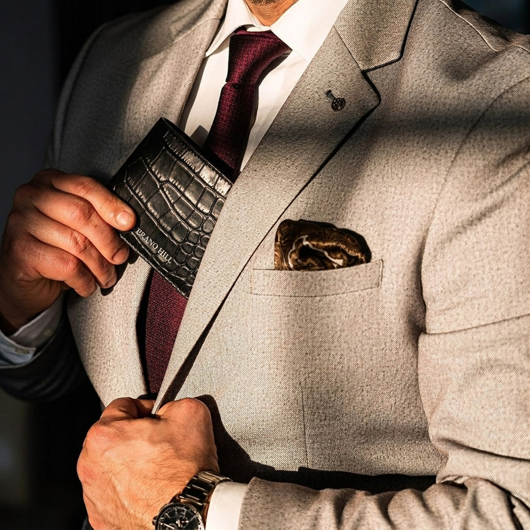 Croc-Embossed Genuine Leather Slim Wallet