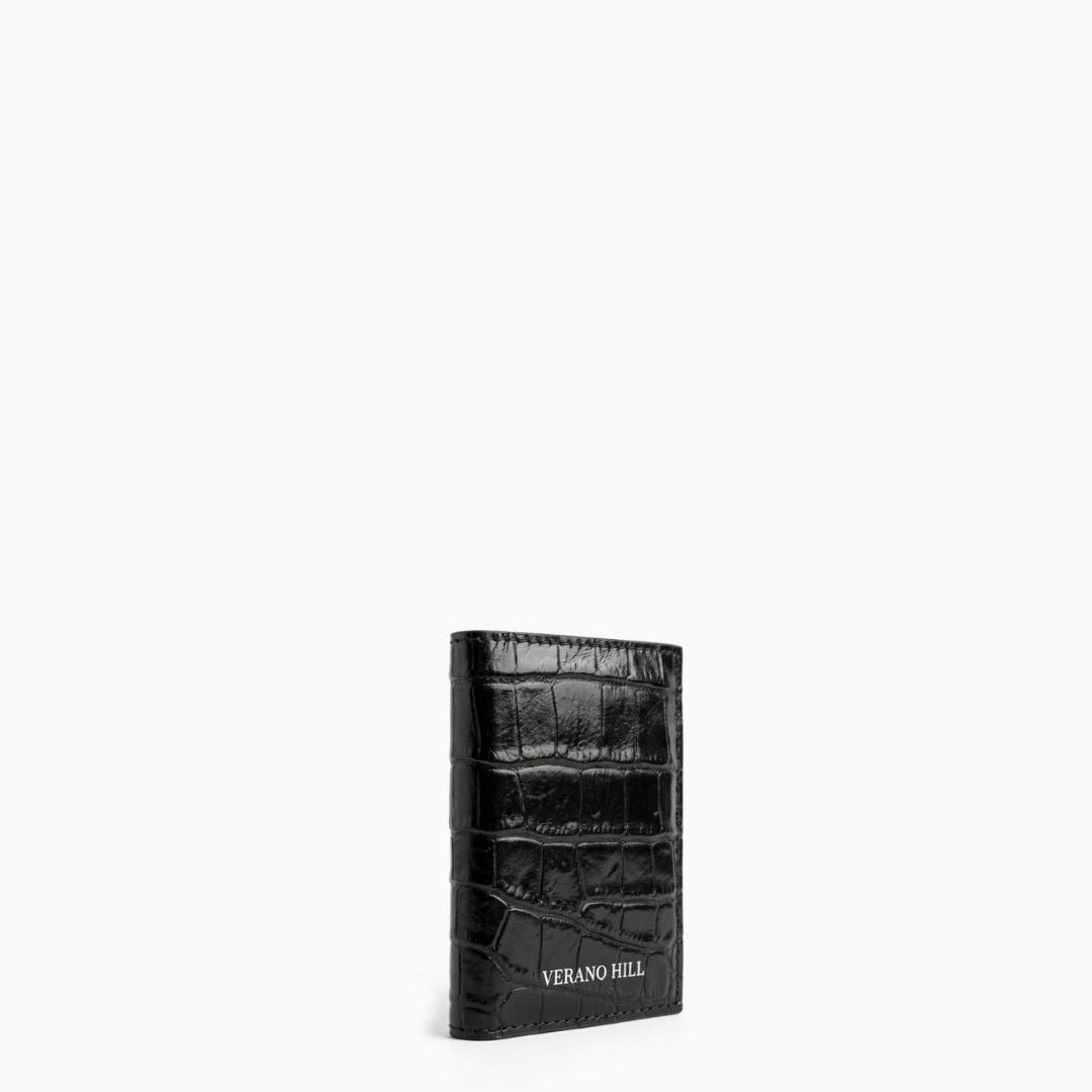 Croc-Embossed Genuine Leather Cardholder